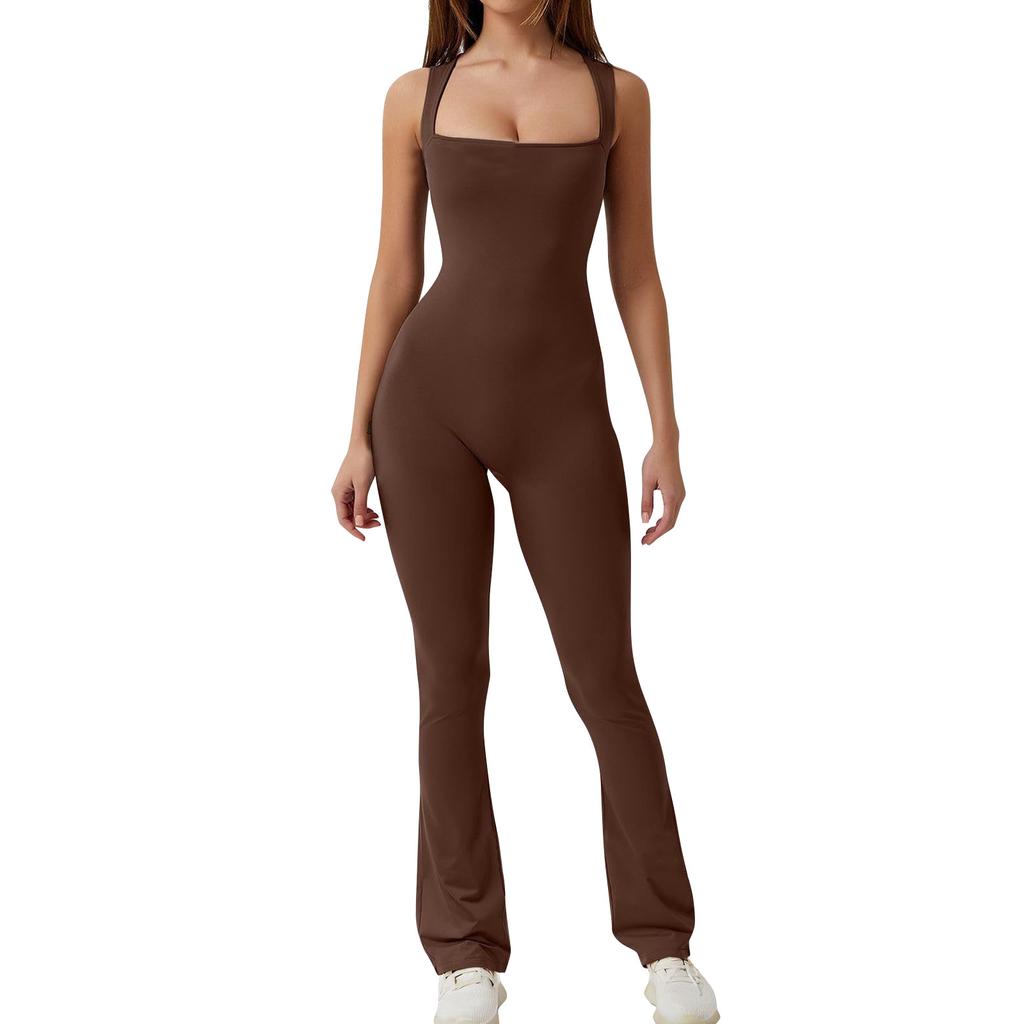 Women's Wide Leg Jumpsuit Women's Sleeveless Sexy Tight Casual Bodysuit Fitness Clothing