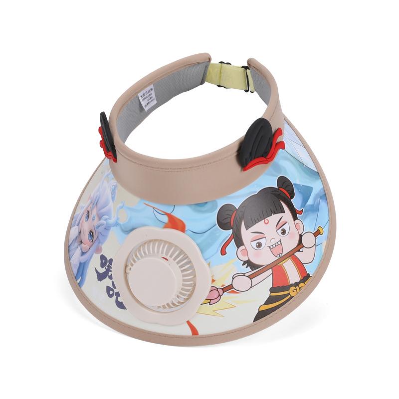 Детские шляпы Летние шляпы от солнца для мальчиков и девочек Шляпы с козырьком для прогулок на открытом воздухе Мультяшные милые шляпы с широкими полями и открытым верхом Шляпа с вентилятором