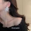 Серебряная игла асимметричные серьги-гвоздики с бахромой из перьев и бабочек, дизайн с бриллиантами, нишевая индивидуальность, серьги для интернет-знаменитостей, длинные серьги