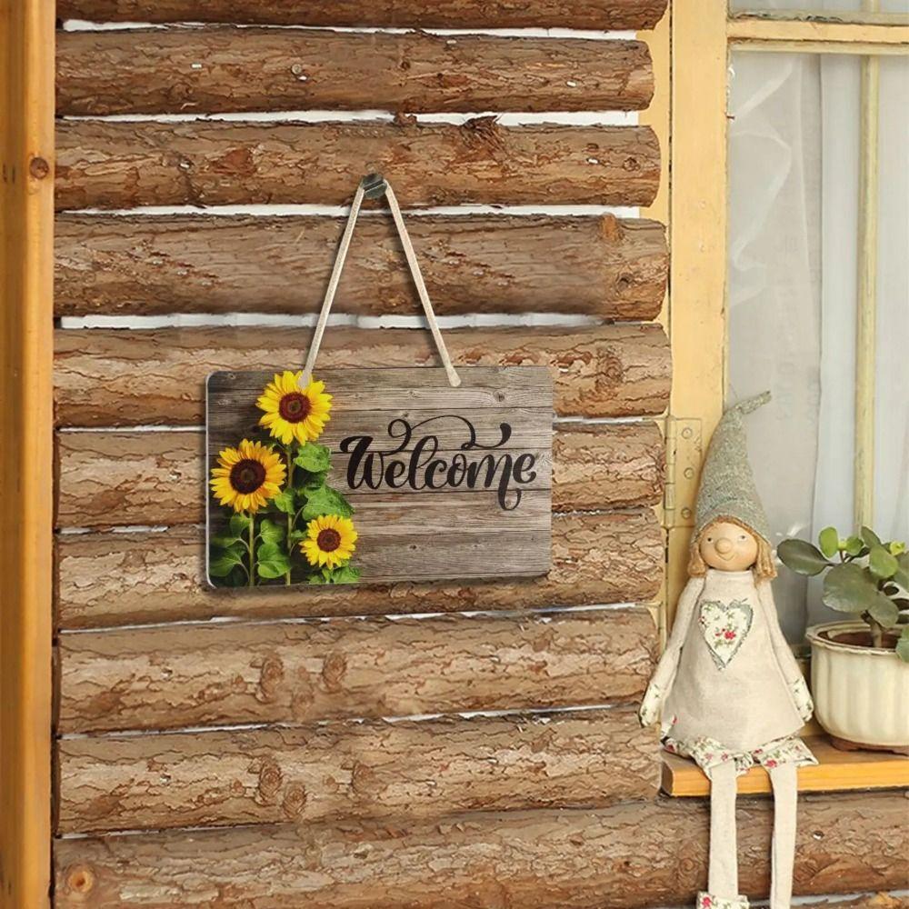 Lightweight Sunflower Welcome Sign Hanging Wooden Decoration Sign Welcome Door Sign Kitchen