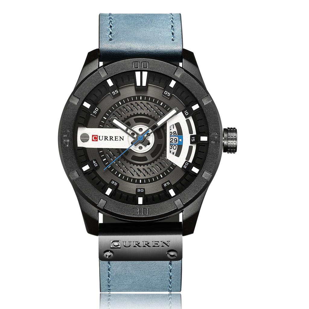 Мужские часы Curren 8301 с кожаным ремешком, деловым календарем