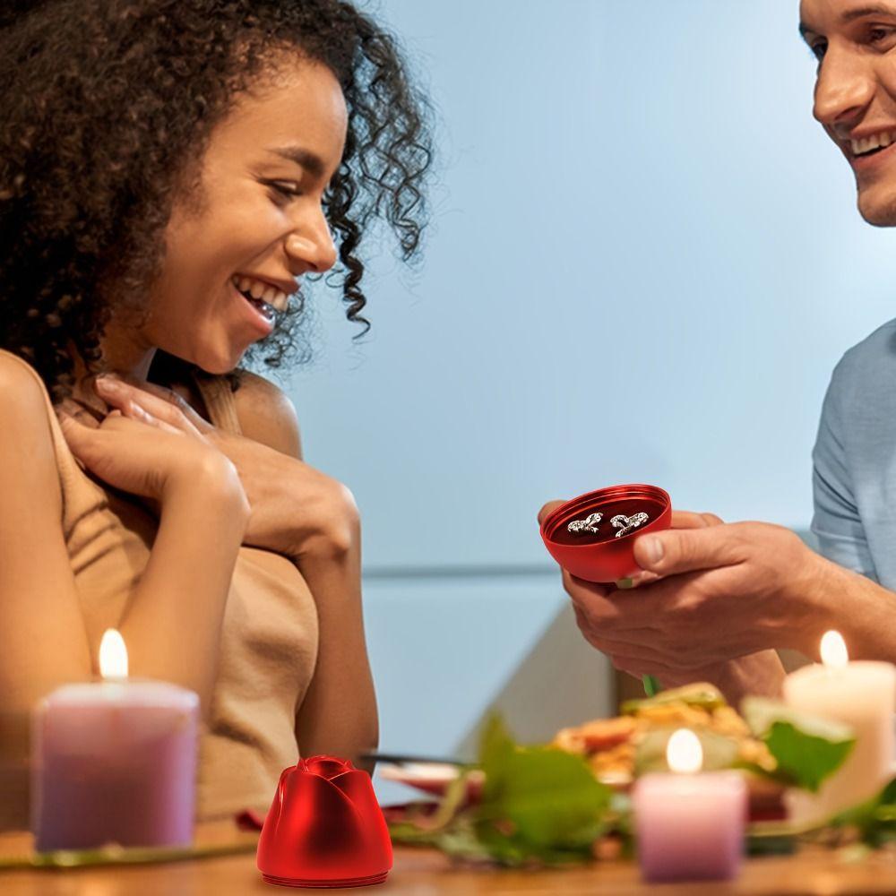 Романтичная шкатулка для хранения украшений, красная подарочная витрина, простая имитация розового кольца, шкатулка ко Дню святого Валентина