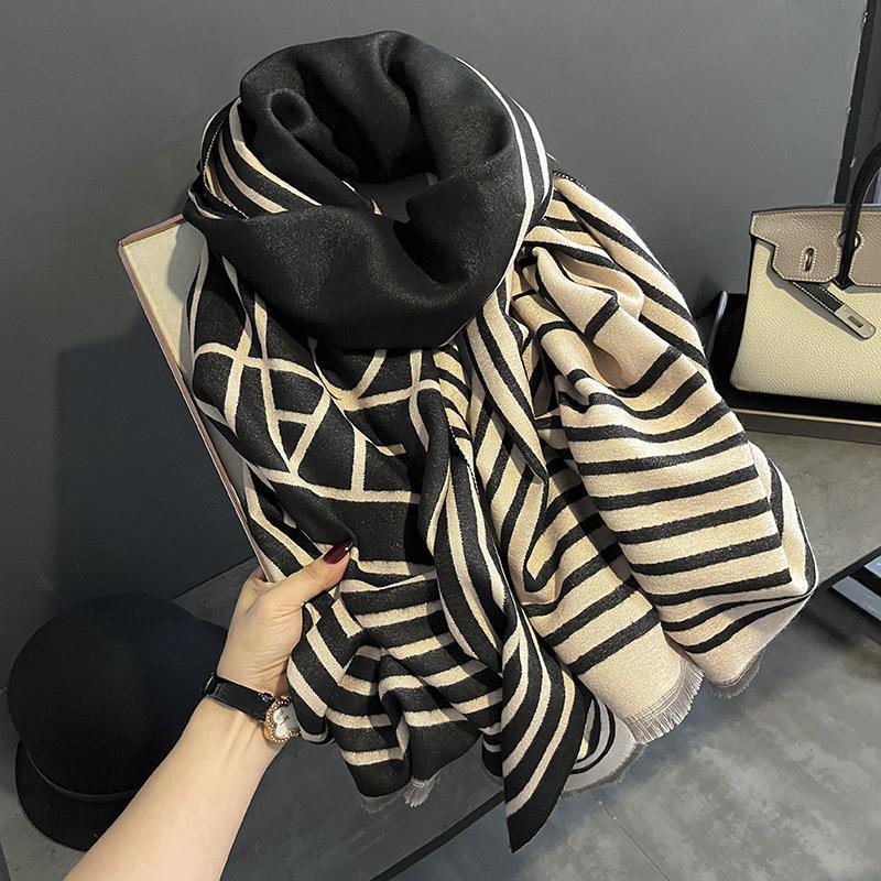New Style Imitation Cashmere Scarf for Women Winter Korean Version Versatile Thickened Double Sided Student Windproof Scarf Air Conditioning Shawl