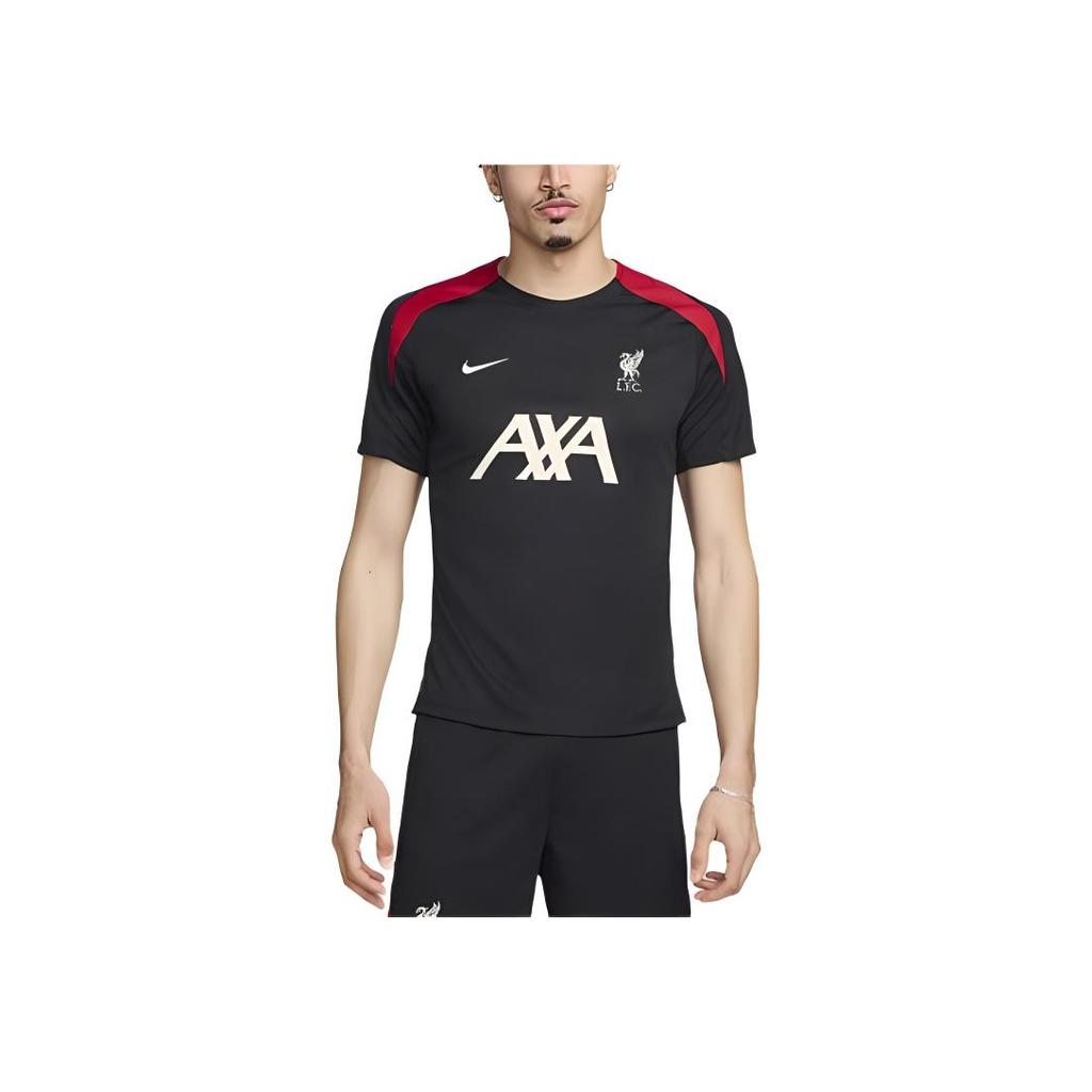 Nike SS24 Dri-FIT Liverpool Football Club Logo Вышитый цветной блок Удобная трикотажная спортивная майка с коротким рукавом Мужская майка Черный FN9838-013