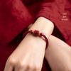 Six-Syllable Mantra Red String Bracelet: Women's Benming Year Handmade Woven Bracelet with Cinnabar and Raw Stone Beads, Guaranteed Authentic.