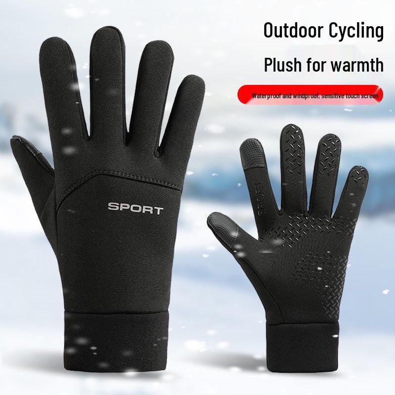 Men's Fleece-lined Waterproof Cycling Gloves - Warm, Non-slip, Touchscreen-Compatible for Driving and Fishing In Autumn and Winter