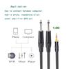 Male 3.5mm1/8  To 6.35mm 1/4 Male TRS Stereo Audio AUX Cable PC For iPod 3/5