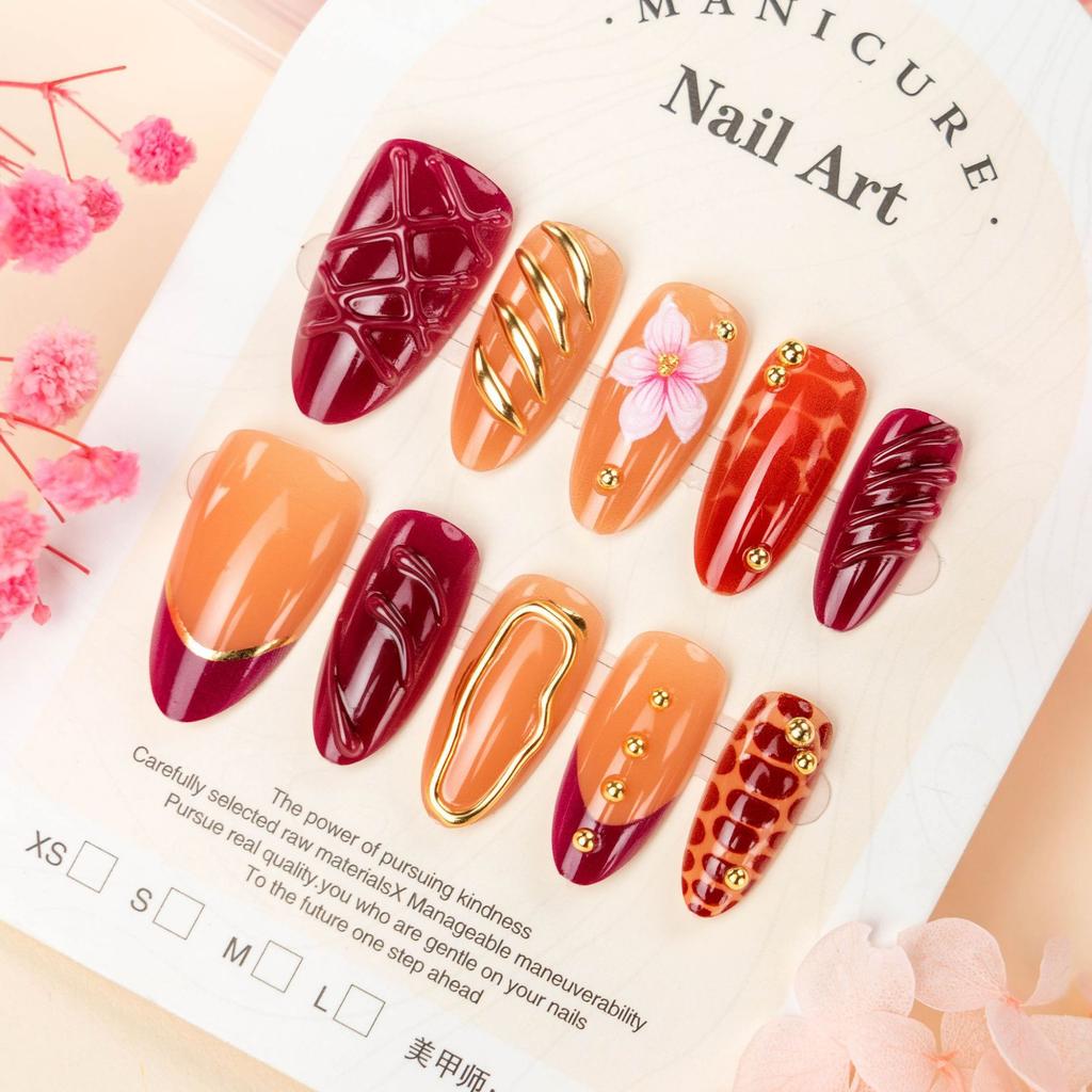 Wearable Nails Ins Popular Almond Nail Cat Eye Manicure Patch Gilt Dotted Diamond Pearl High-end Wearable Nails