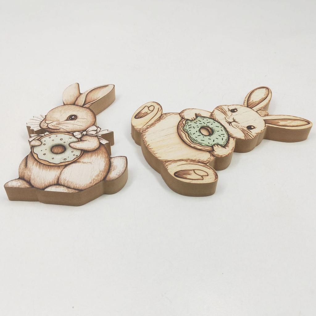 Wooden Easter Bunny Tiered Ornaments Rustic Cute Party Favors