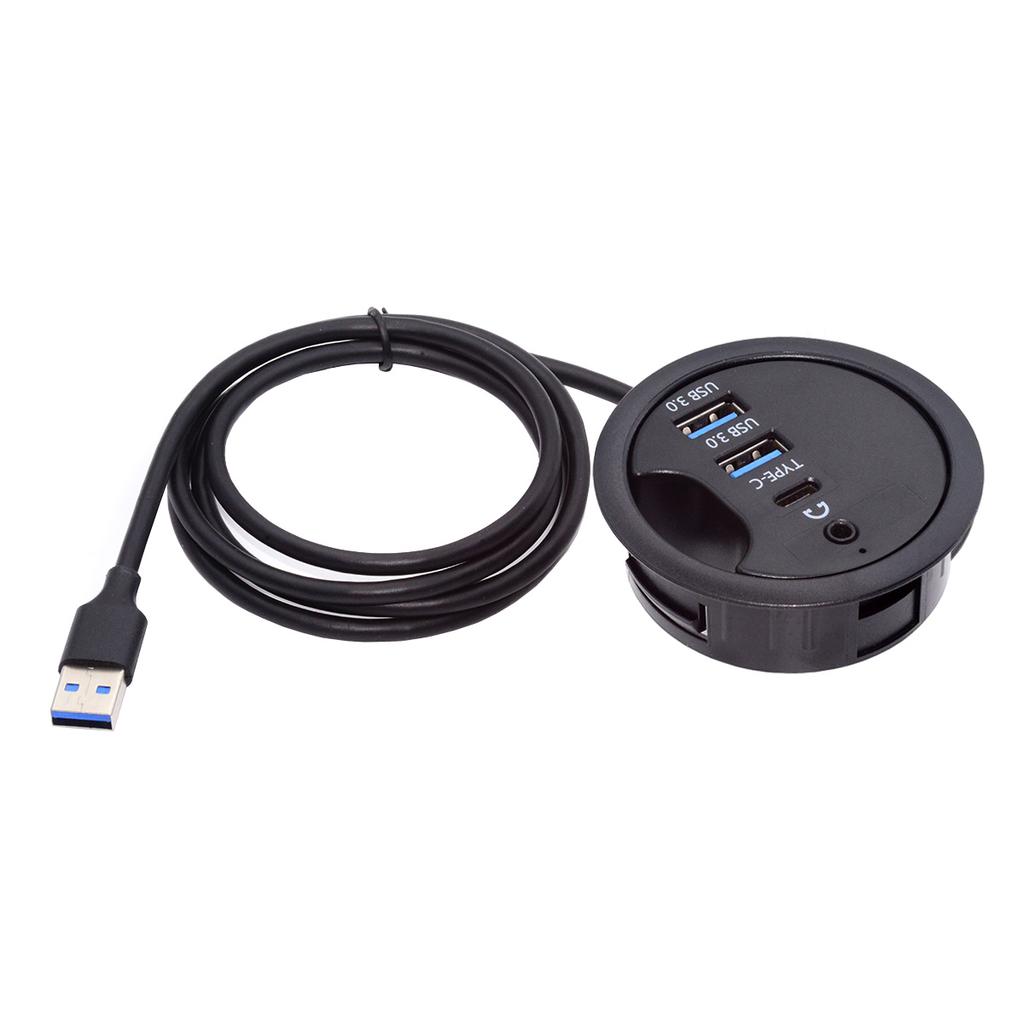U3-095-HUB04 Настольный USB-концентратор на 2xCard Reader+USB-C+2xUSB 3.0+разветвитель для наушников, док-станция