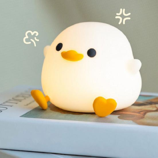 Ночник «Утка» с регулируемой яркостью, мягкое освещение, без мерцания, перезаряжаемый, очаровательный внешний вид, светодиодный прикроватный светильник с изображением утки из мультфильма