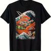 Unisexs Japanese Sushi T Shirt Black Crew Neck With Salmon Nori R Vintage Top For Everyday Wear Stylish Comfortable