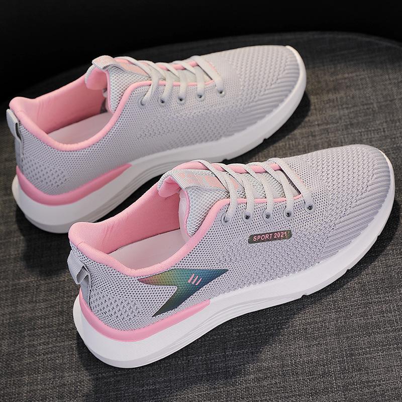 Womens Breathable Mesh Running Shoes Soft Platform Sneakers Lace Up Casual Walking Sports Shoes Lightweight Tenis Feminino