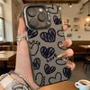 Черный Чехол для Телефона 'Love' с Рисунком Сердечек для Iphone 16 15 14 13 12 11 Pro Max Mini Ударопрочный Защитный Чехол от Царапин