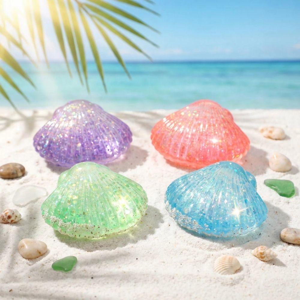 Creative Squeeze Toy Maltose Texture Glitter Shell Squishy Toy Shell Pinching Fun Toy Office Use