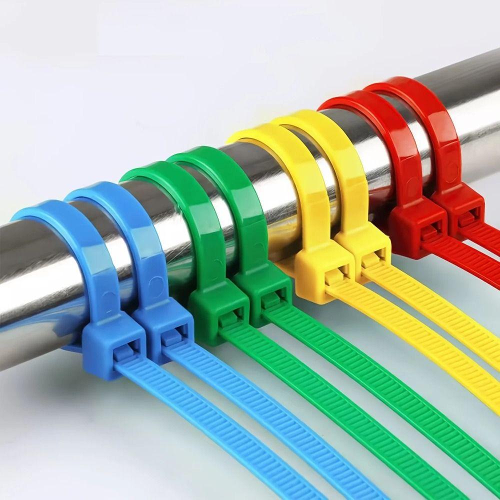 100pcs Random Colors Bundle Belt Reusable Strapping Tape Household Goods Cable Ties  Office