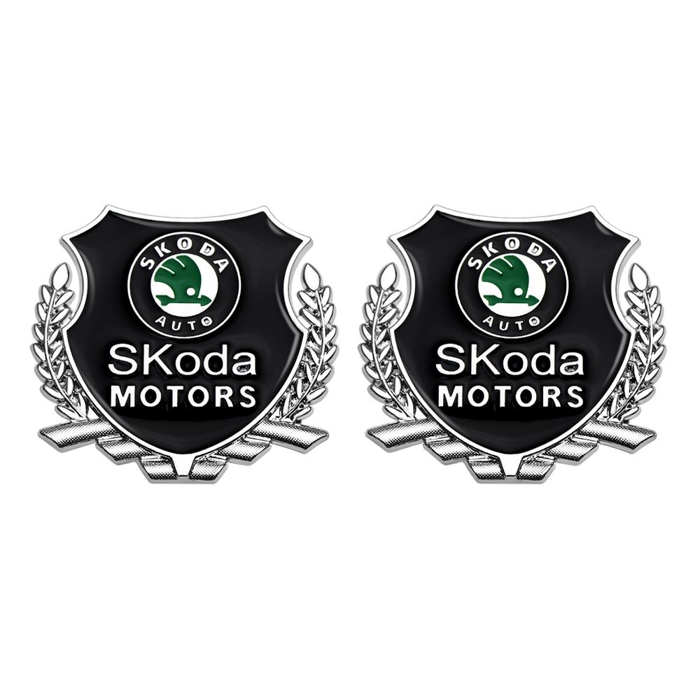 AAAJJ1 1/2Pcs 3D Metal Car Body Window Sticker Auto Decor Accessorie For Skoda Kodiaq Octavia Enyaq Kamiq Scala Rapid Superb Karoq Yeti
