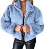 Women's Autumn/Winter Rabbit Hair Faux Fur Zipper Cardigan Coat
