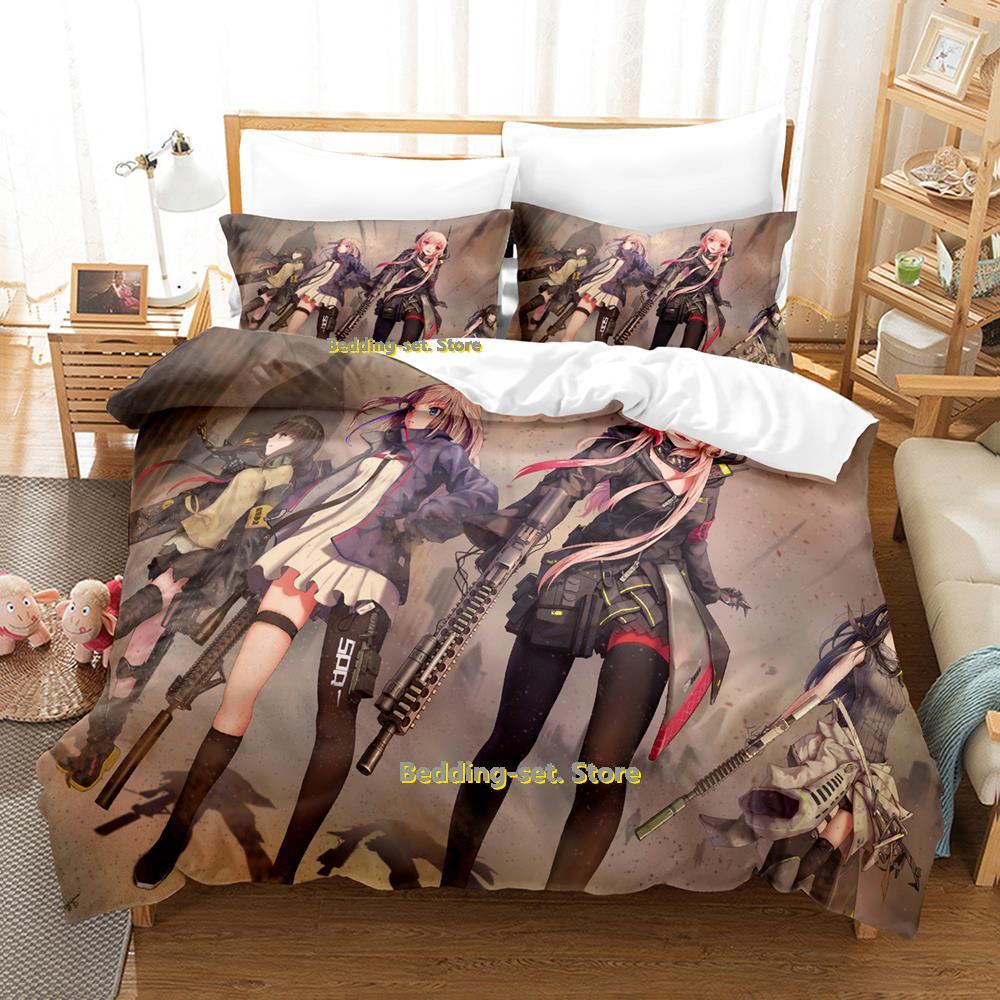 Girls Frontline Комплект постельного белья Односпальный Полуторный Двуспальный Евро Размер Кинг Сайз Комплект постельного белья Взрослый Детская Спальня Пододеяльник Комплекты Аниме Parure De Lit Кровать