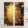 2 шт. Праздничные рождественские шторы с золотыми и красными сосновыми листьями, карманные, полупрозрачные, для гостиной, кухни, спальни