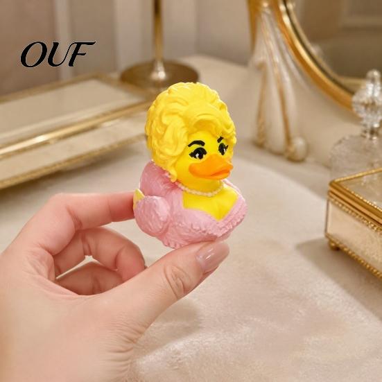 Retro Style Home Decor Cute Duck Figurine, Memorial for Music Lovers, Decorative Figurines Shelves Novelty Collectible Statue Desktop Car Funny Gifts