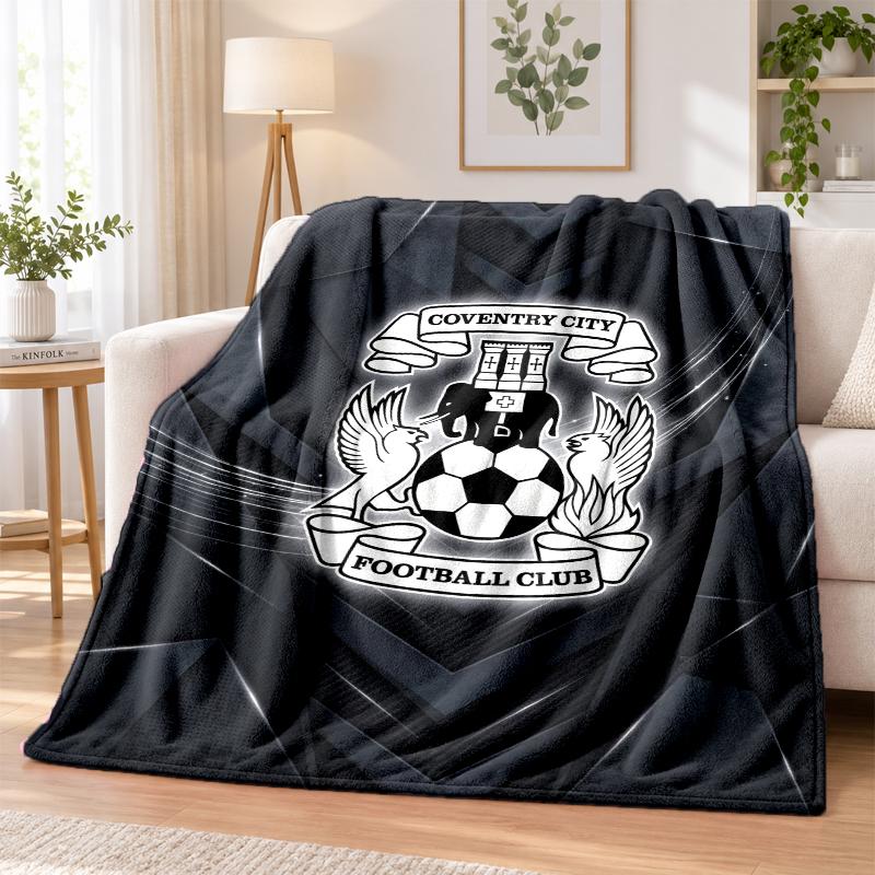 Coventry City Football Printed Flannel Blanket Warm Comfort Bed Throw For Indoor Home Decoration