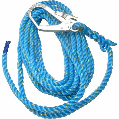 Matsuura Industries Blue New Tetron Lifeline, Vertical Use, 16mm Diameter X 10m, with Large Diameter Hook On One Side, NEW-TETORON-1610BLUE