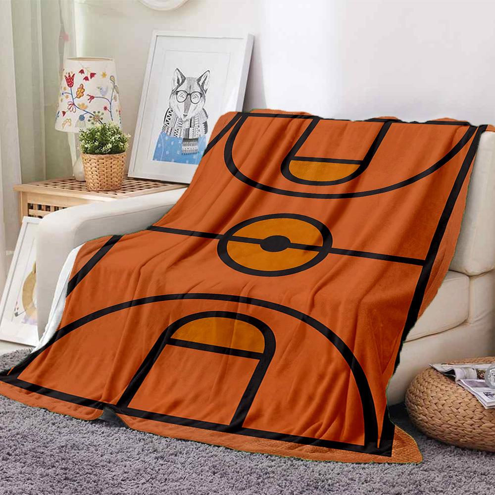 1pc Basketball Court Blanket, Lightweight Flannel Throw Blanket for Sofa, Bed, Travel, Camping, Living Room, Office, Couch061