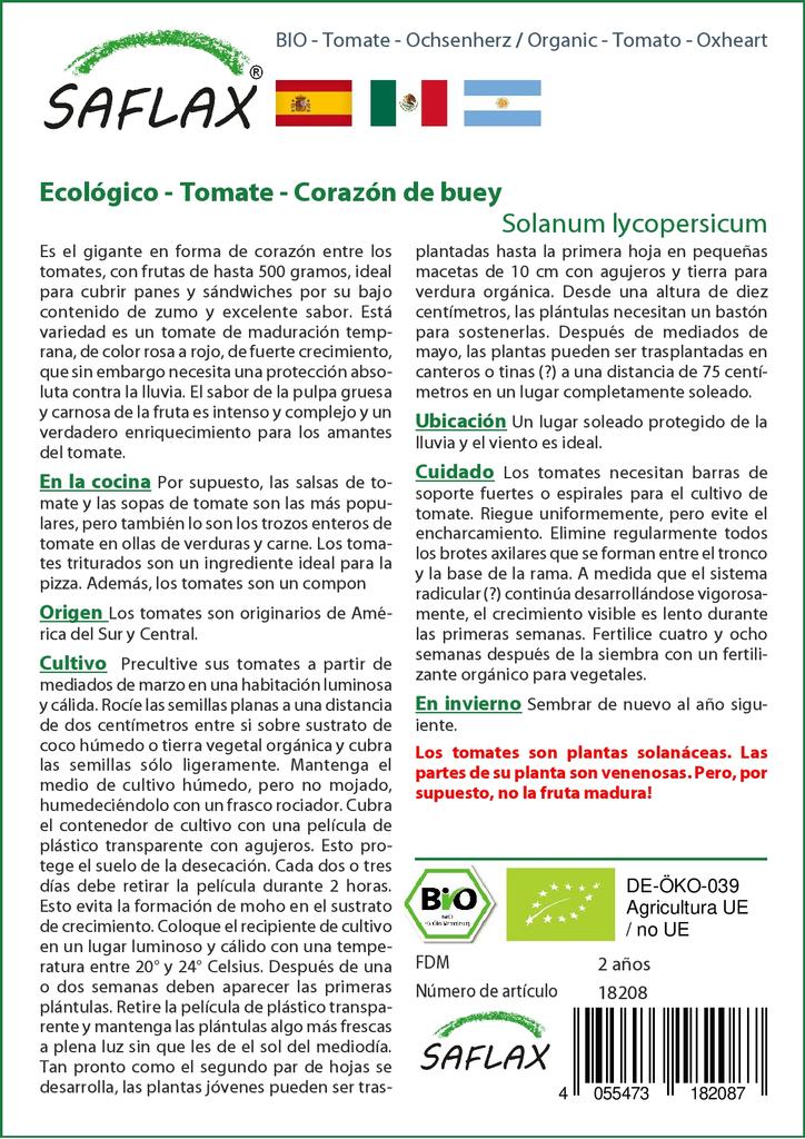 SAFLAX Organic - Tomato - Oxheart - 10 Seeds - Solanum Lycopersicum