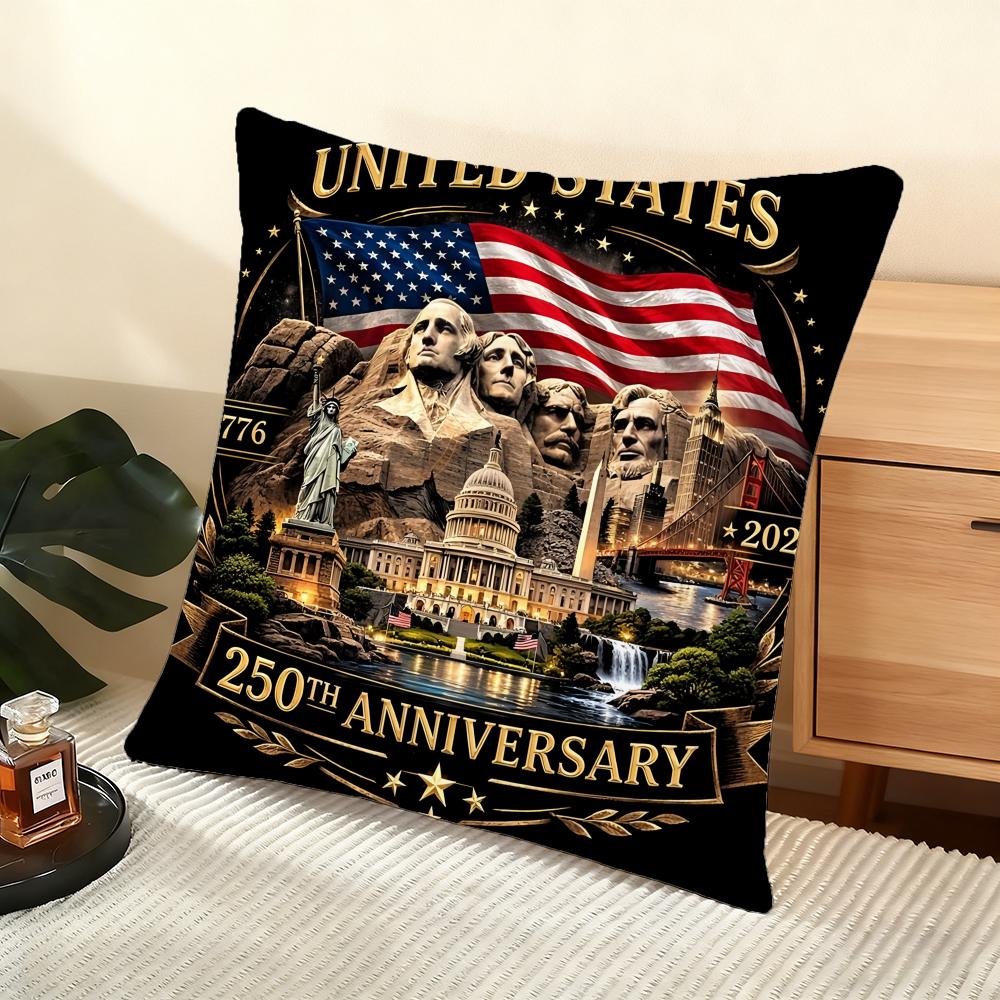 250Th Anniversary Of The Usa Cushion Cover Soft Short Plush Pillow Cover Smooth Cozy Texture Aesthetic Cushion Case Home Decor