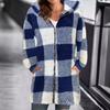 Women's Oversized Zip-Up Sherpa Jacket with Pockets, Plaid Fleece Hoodie Winter Teddy Coat, Cozy and Stylish Outerwear for Cold Weather