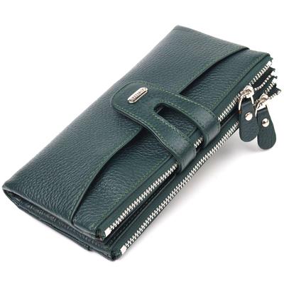 Вместительный женский кошек из натуральной зернистой кожи CANPELLINI Wallet 21633 Зеленый