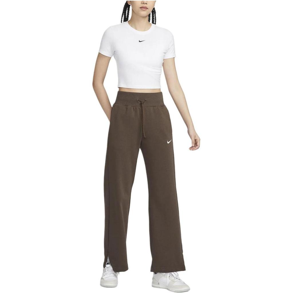 Nike Однотонные повседневные спортивные брюки с высокой талией и широкими штанинами, женские брюки коричневого цвета FZ7208-237