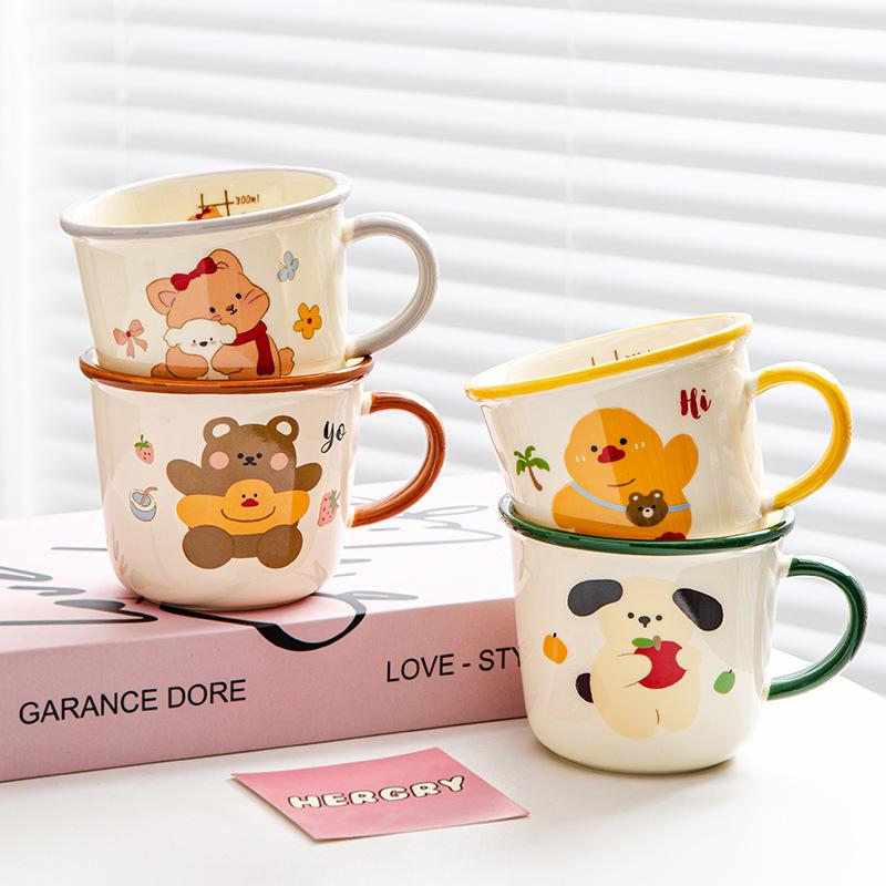 Comic Cartoon Animal Ceramic Large Capacity Breakfast Cup Household Mug Milk Cup Oatmeal Cup High Appearance