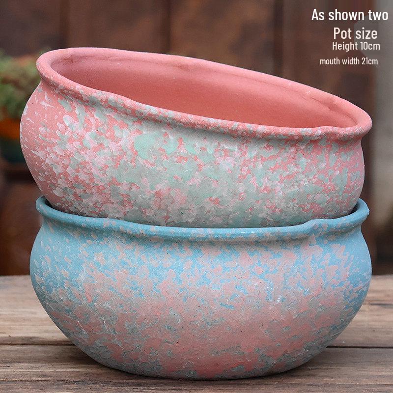 Yixing Handmade Square Mouth Coarse Pottery Planter - Large Succulent Flower Pot with Old Branch Design and Jade Pendant.