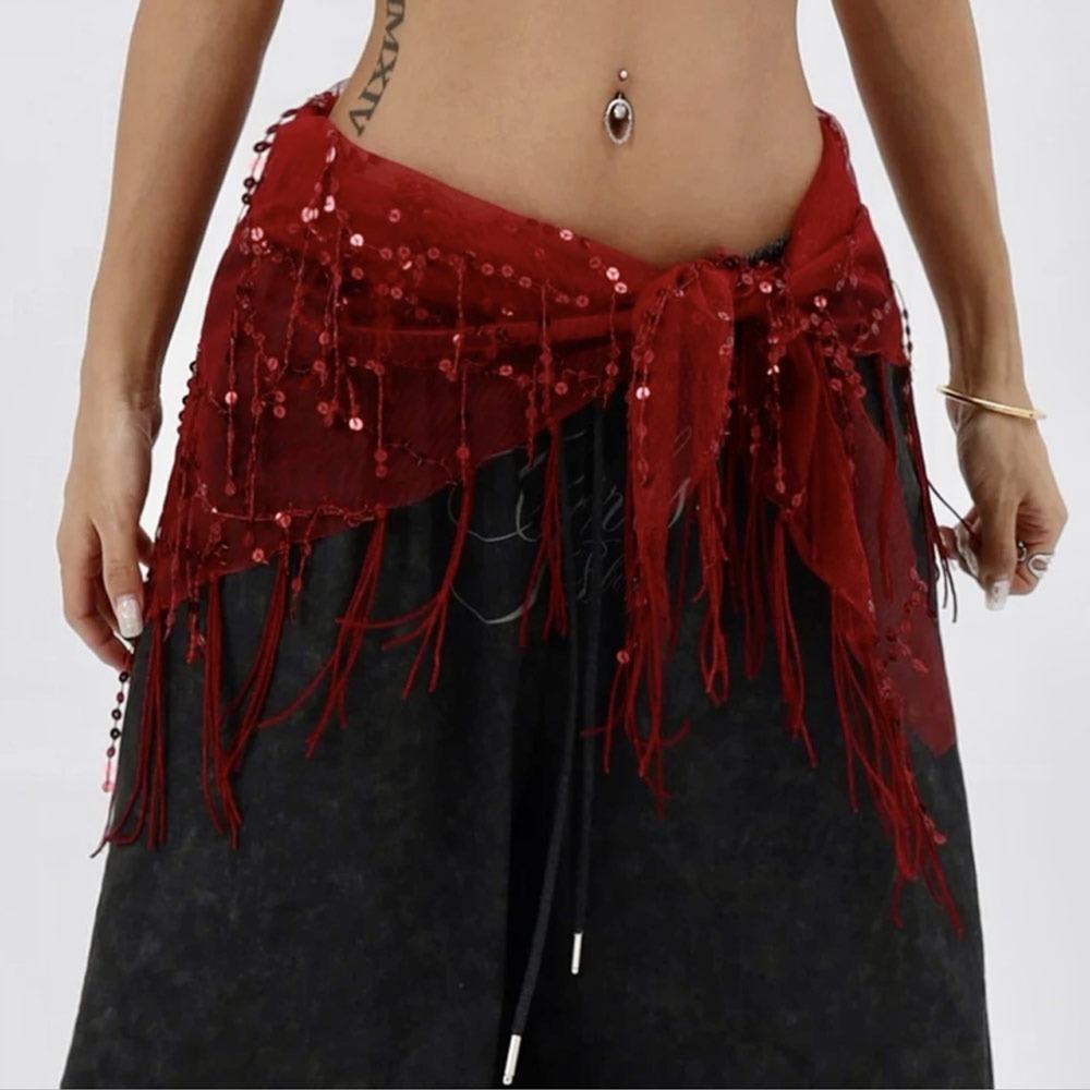 Jazz Dance Belly Dance Belt Tassels Dancer Skirt Fashion Hip Scarf  for Women