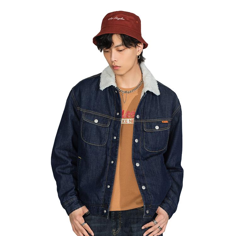 Lee FW22 Джинсовая куртка-косуха из искусственного мутона на одной пуговице, мужская, хлопковая, LMT0040113HH00F898L00