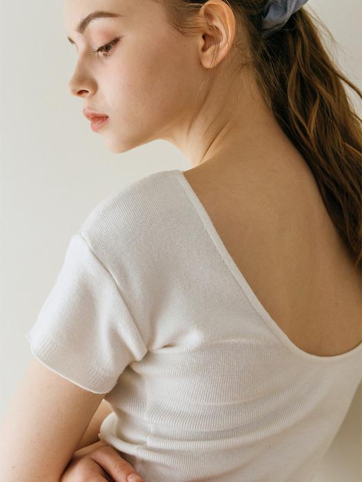 TINKNIT Back Scoop Neck Sleeve Knit_Ivory