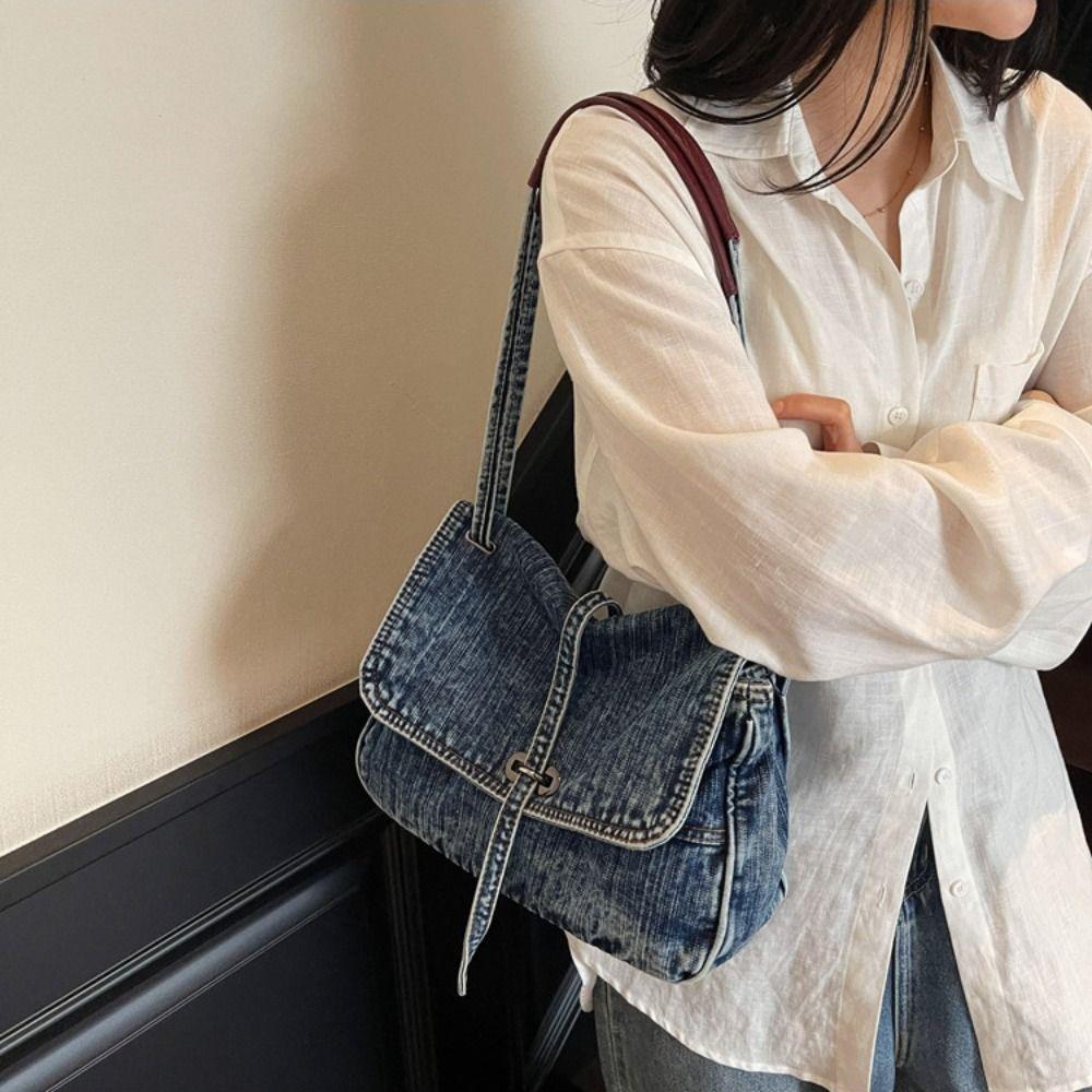 Retro Denim Cloth Bag Large Capacity Vintage Handbag Casual Canvas Tote Bag Streetwear