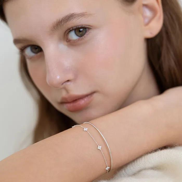 (Серебро 925 пробы) Многослойный браслет-браслет Petit Fleur BR2306
