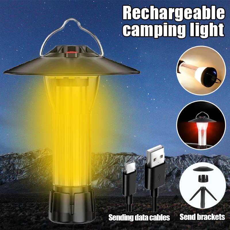 New 2000LM Camping Light Rechargeable LED Flashlight with Magnet Portable Lantern Outdoor Emergency Tent Light Camping Supplies