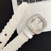Y2K Rhinestone Belt PU Leather Women Waistband Casual Lace Belt  Male