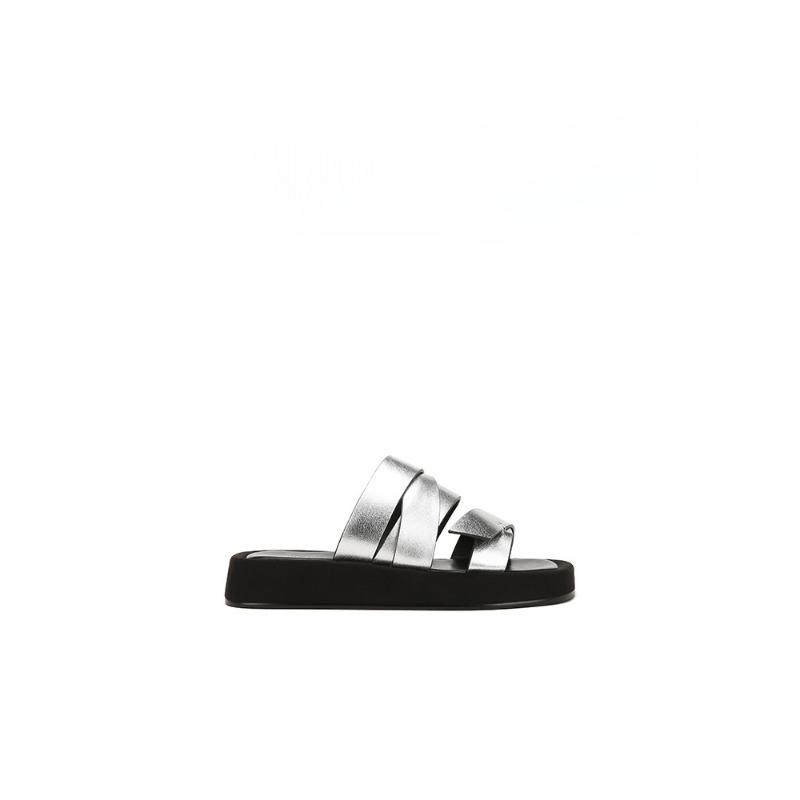 Loop Shoes Square Toe Thick-soled Beach Casual Shoes Women's Flip-flops