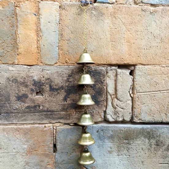 Vintage Hanging Wind Chime Weather-proof Metal Wind Bell Cluster with Chain Retro Outdoor Garden Patio 6/9 Bells Hanging Decoration Ornament