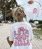 Lets Go Girls Graphic T shirt Pink Cowboy Hat Aesthetic Tops Women Trendy Back Print Casual Short Sleeve Summer Tee