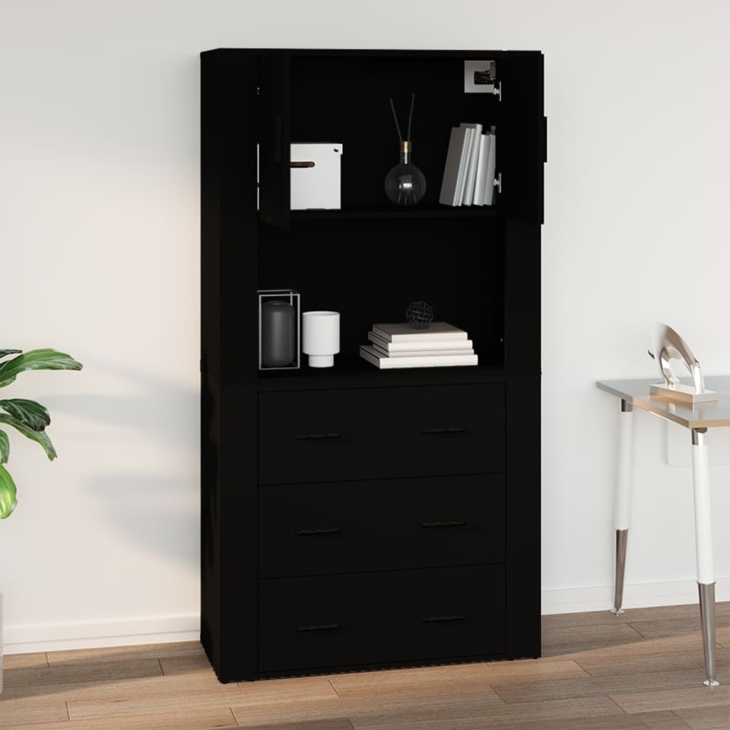 Vidaxl Szafka Ścienna, Czarna, 80X33X80 Cm, Materiał Drewnopochodny