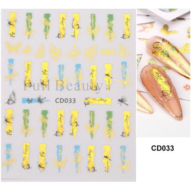 Nail Art Stickers Ins Bronzing Starry Sky Lines Flower Vine Planet Butterfly Adhesive Nail Stickers