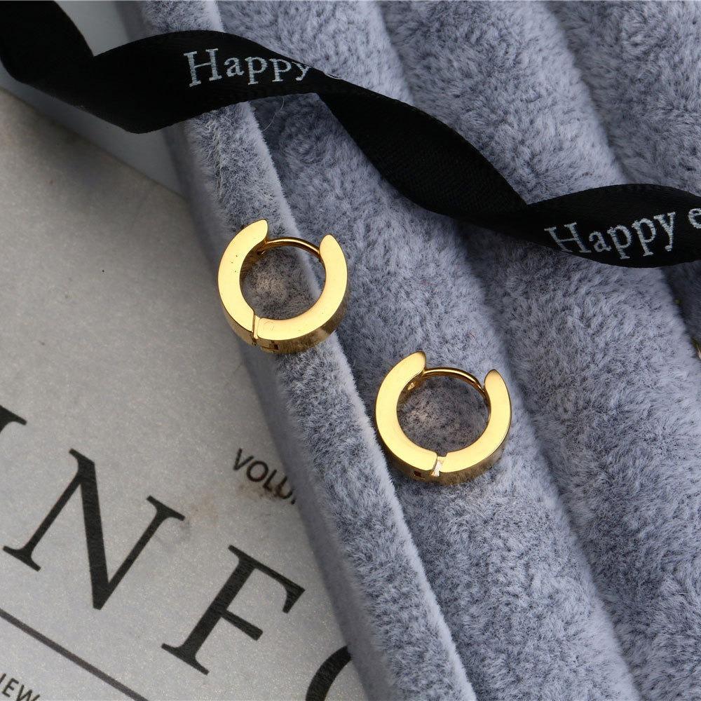 2pcs Stainless Steel Round Huggie Hoop Earrings Unisex Ear Buckle New Piercing Ear Studs Men