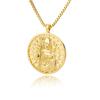 Queen Elizabeth gold coin necklace, titanium plated 18K gold, ins women's collarbone chain, creative gold coin accessories
