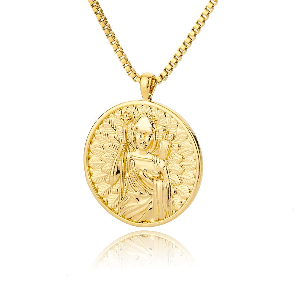 Queen Elizabeth gold coin necklace, titanium plated 18K gold, ins women's collarbone chain, creative gold coin accessories